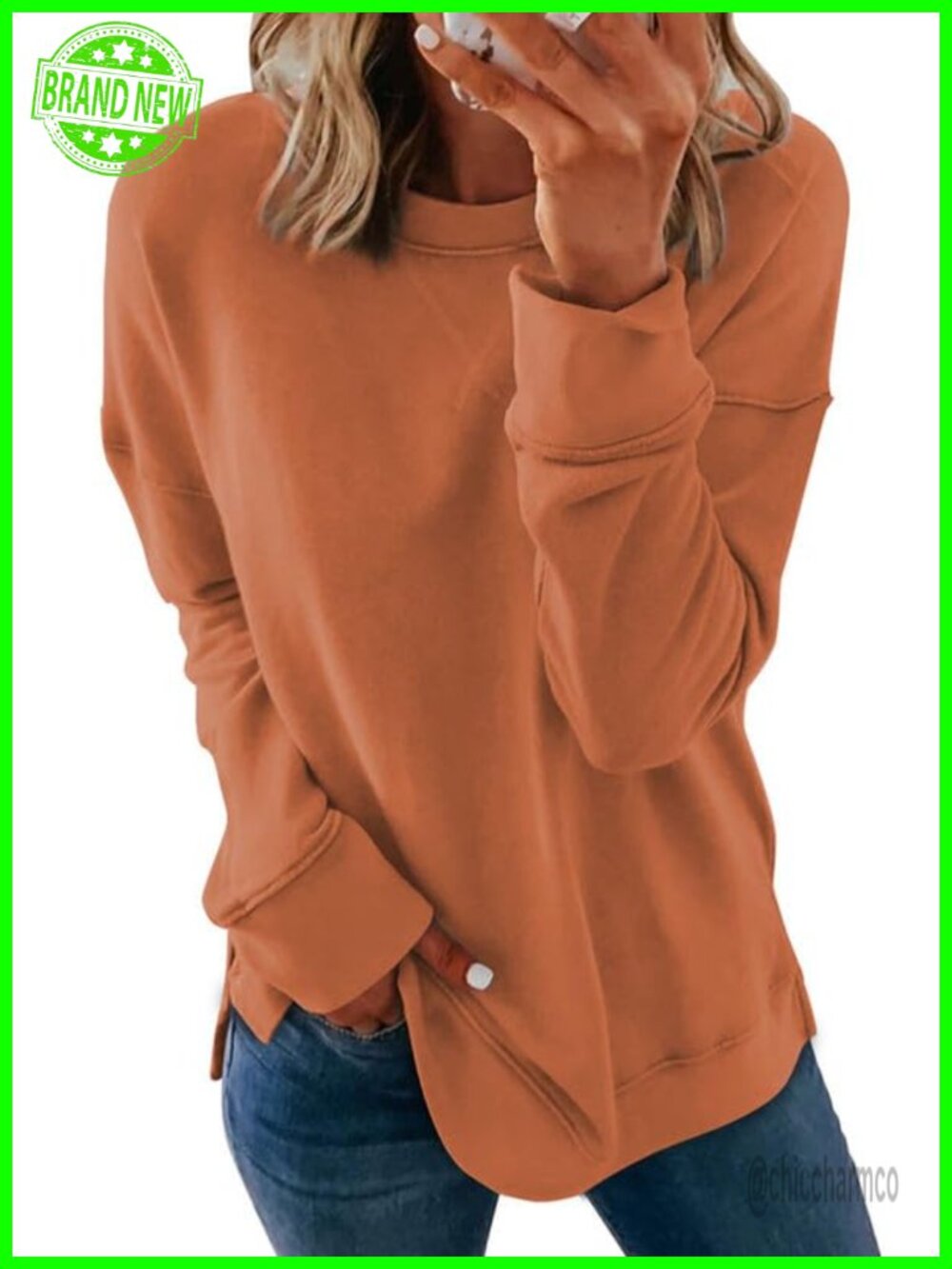 Casual Crew Neck Sweatshirt Loose Long Sleeve Pullover Top